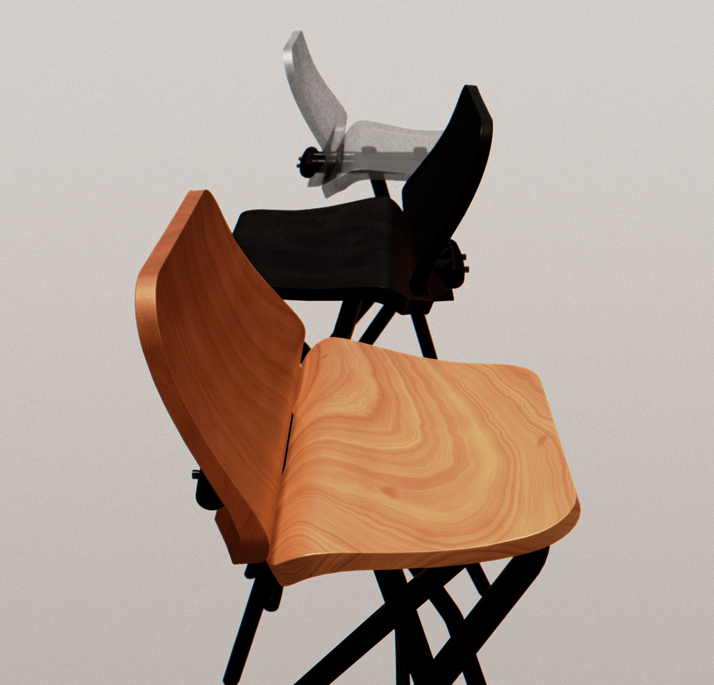 3d Visualisation bar stool blender 3d chair design furniture industrial design  plywood product design  simple