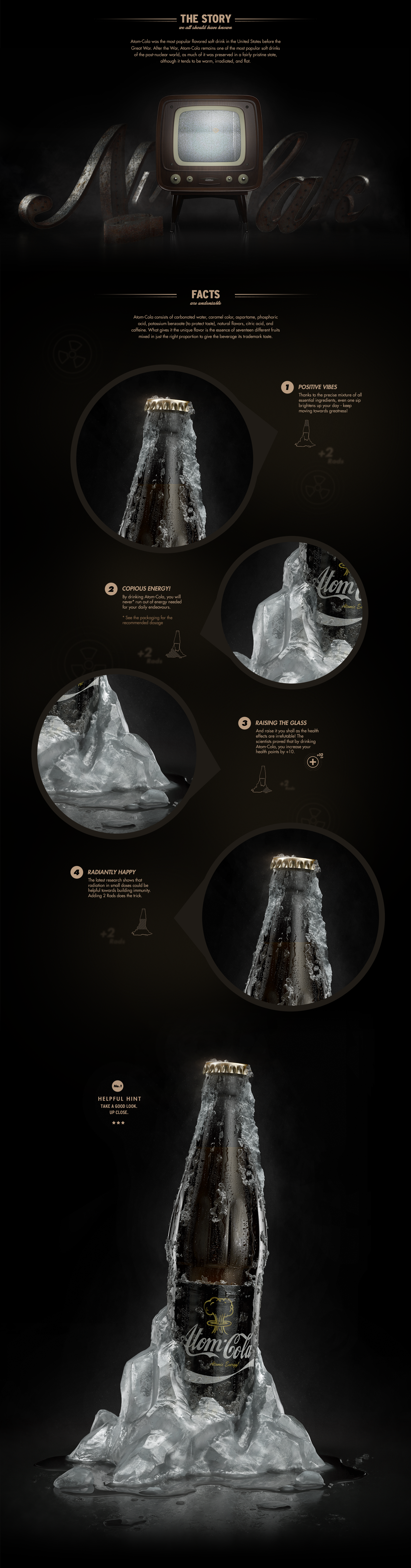 atom cola radiation bottle atomic ice 3D nuka CGI fallout