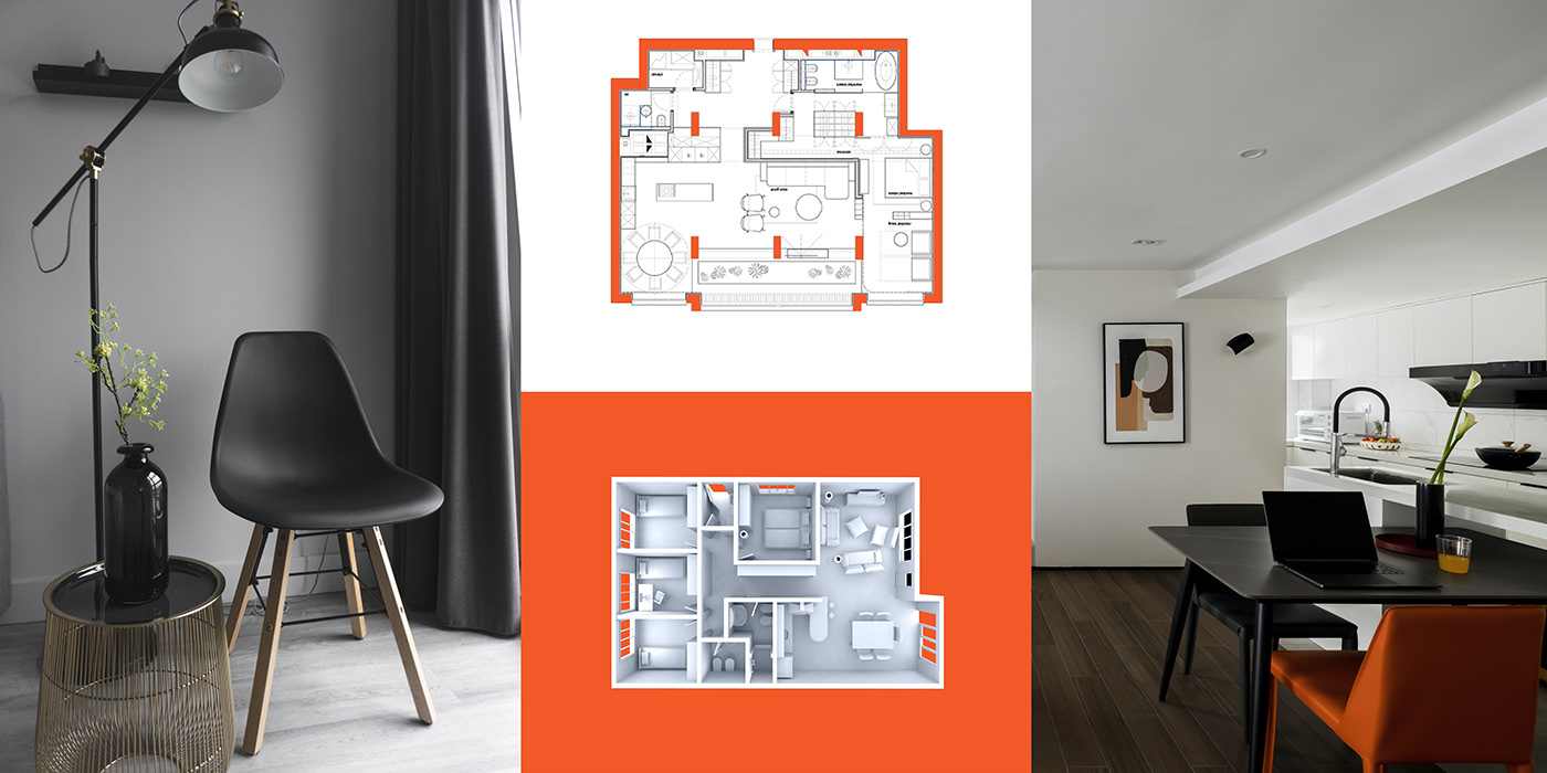 architecture building design house Icon Interior interior design  logo orange Plan