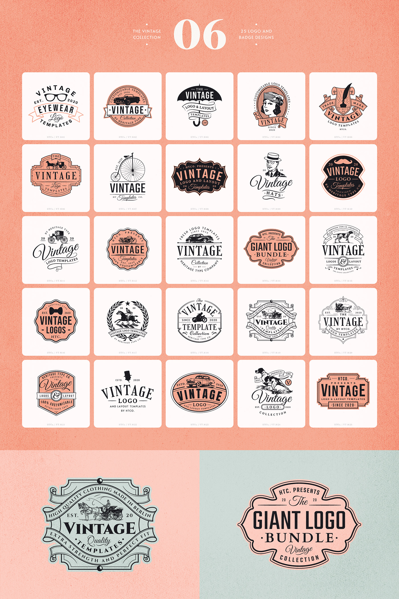 A collection of vintage logo templates