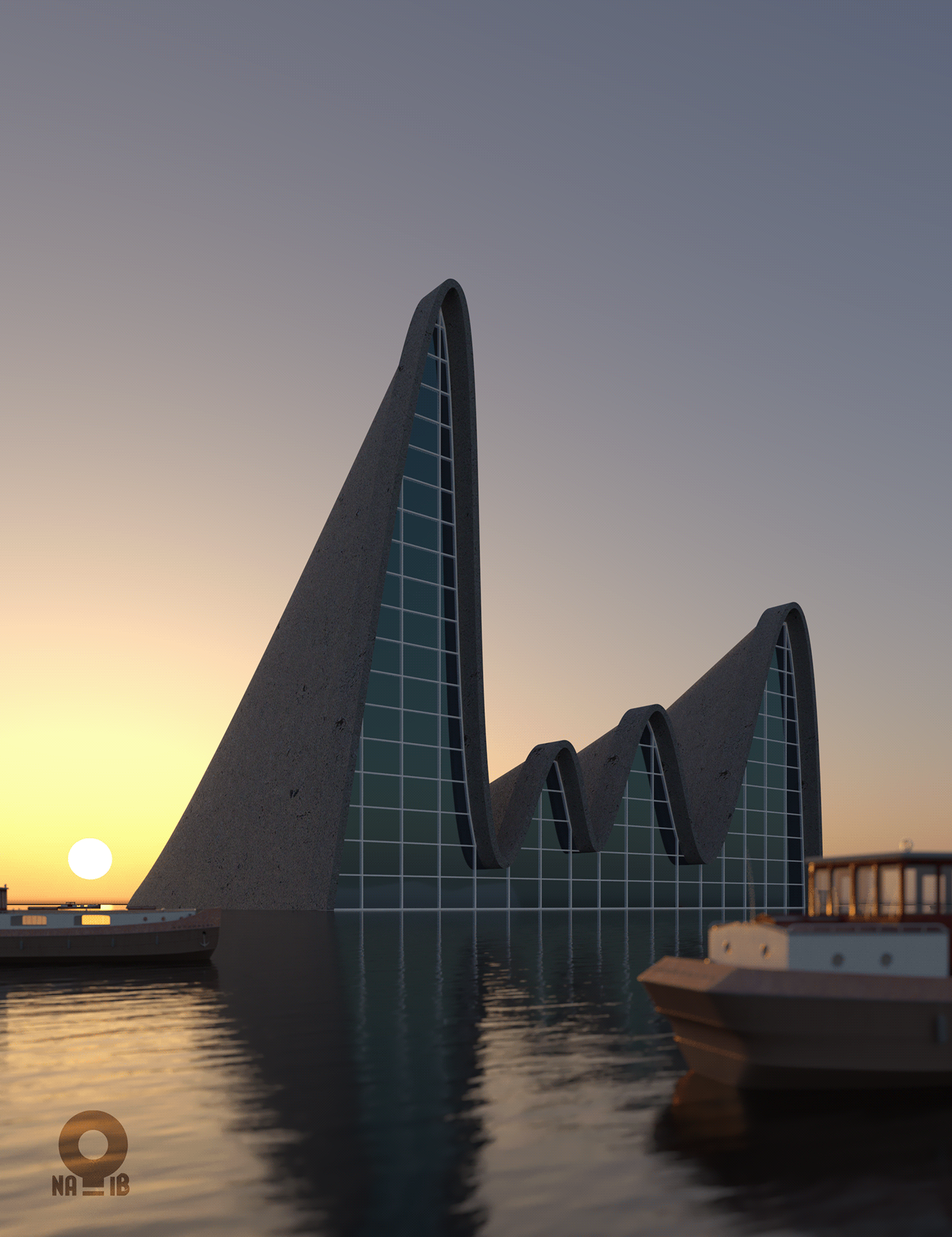 3ds max architecture Nature organic rendering SKY Sun sunset V-ray water