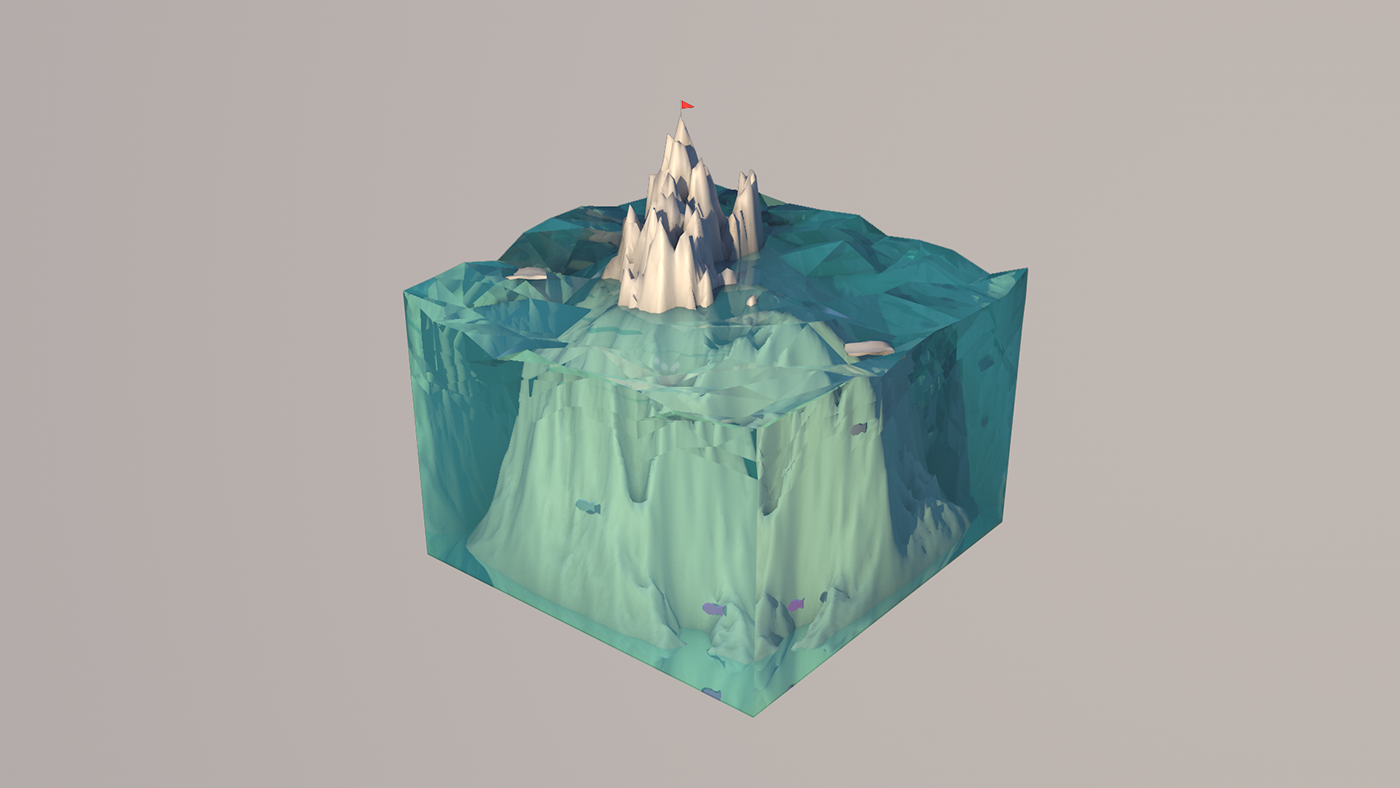 3D cinema 4d water iceberg