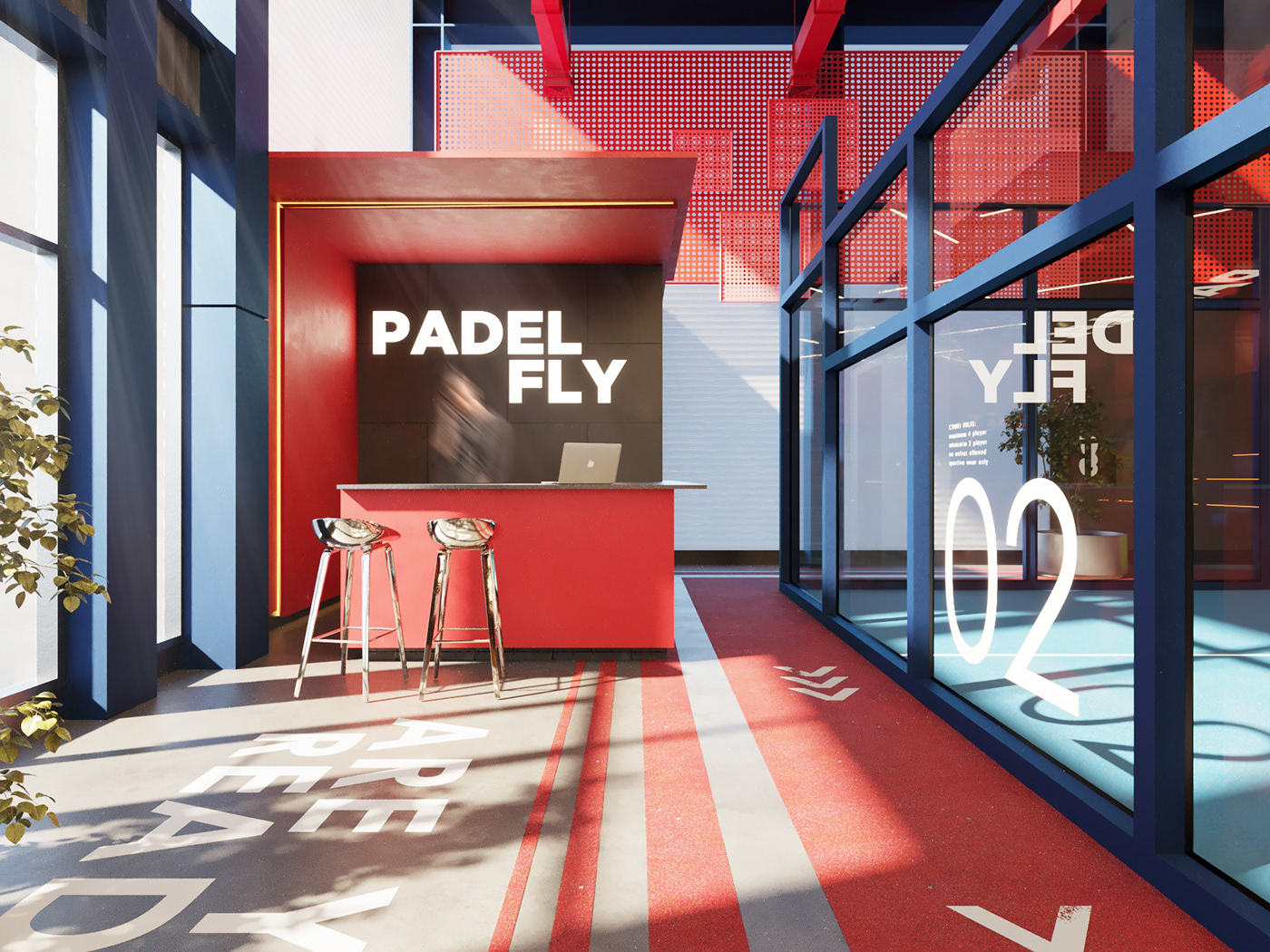 architecture cafe court Padel Padel tennis restaurant sports tennis visualization