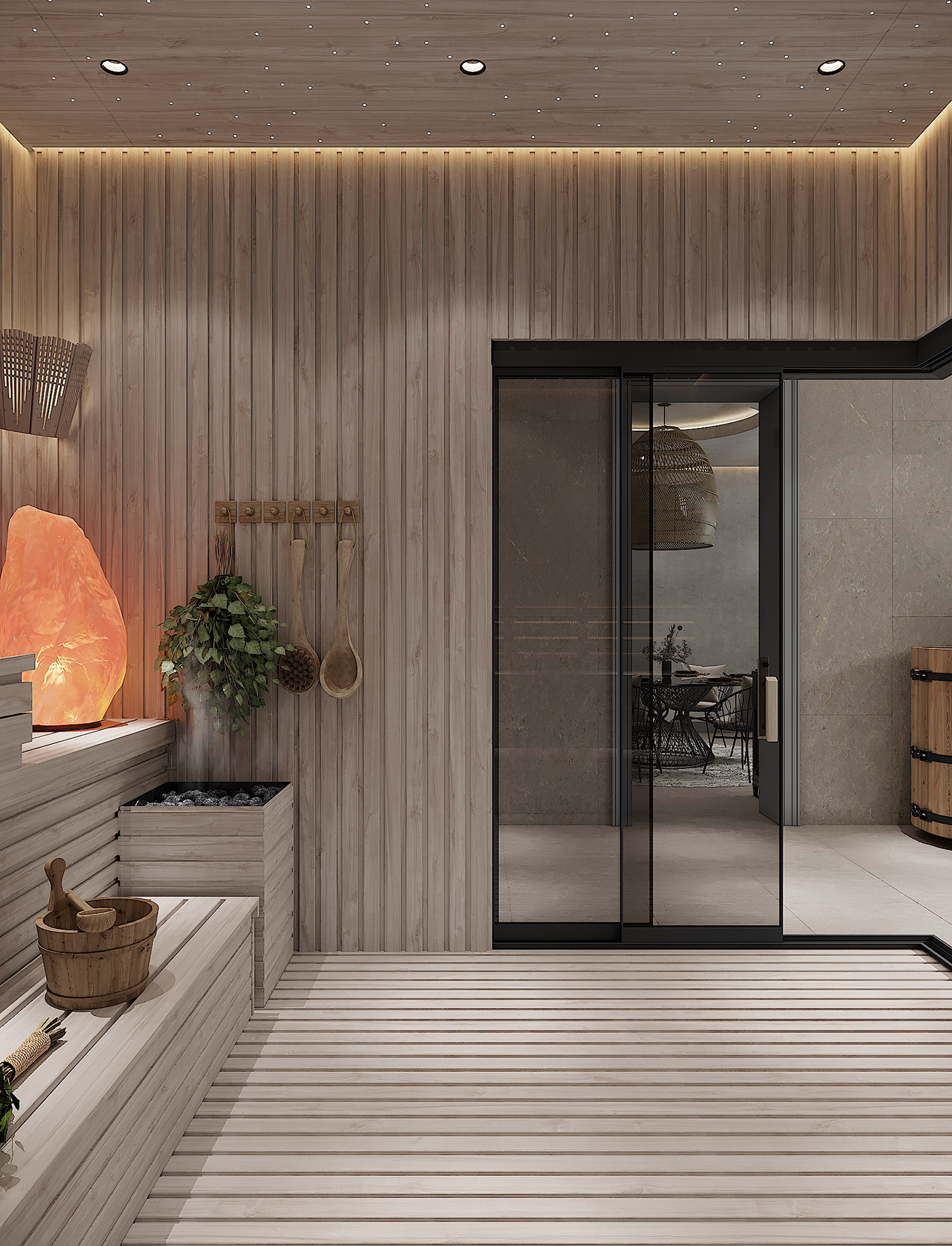 building Render interior design  visualization Finnish Sauna сауна Hammam