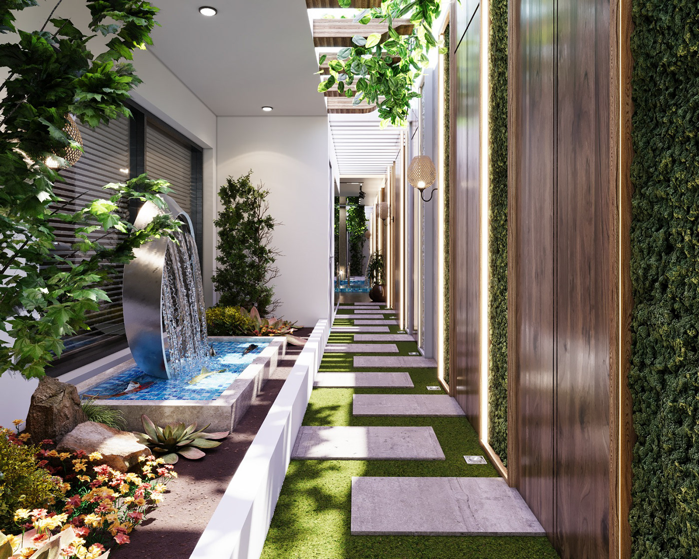 swimming pool luxury visualization Render interior design  corona architecture 3D design wabi sabi interior