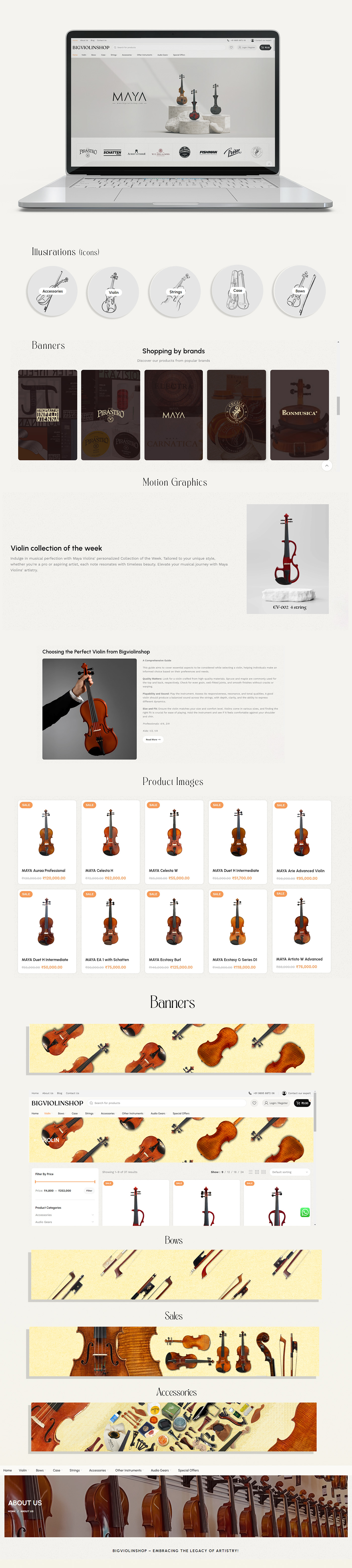Website Design Advertising  Graphic Designer branding  marketing   Webstore Design  Violin ILLUSTRATION  violin shop webbannerdesign