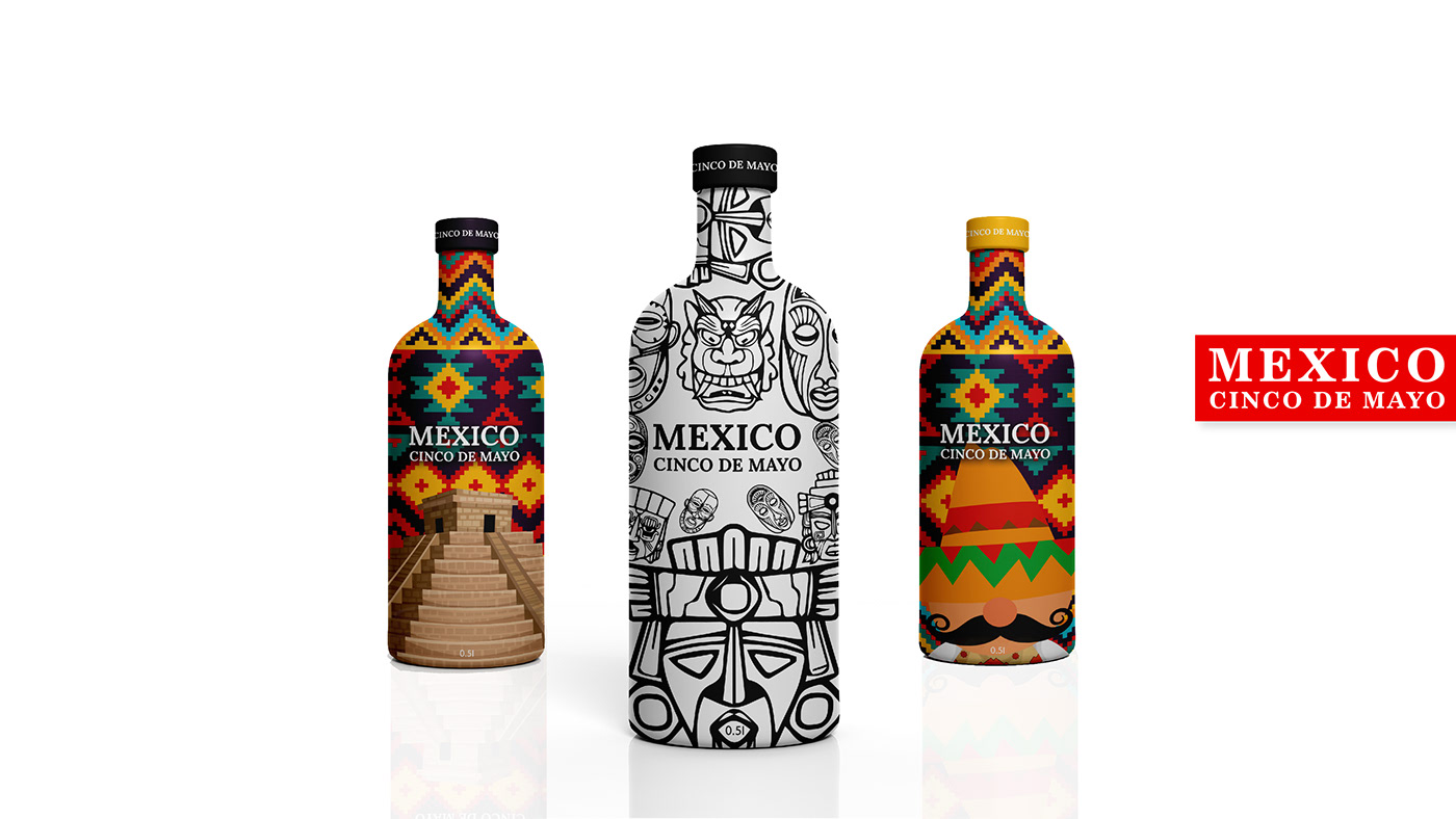 aztec bottle creative Ethnic mxico ornaments package package design  Packaging wine design