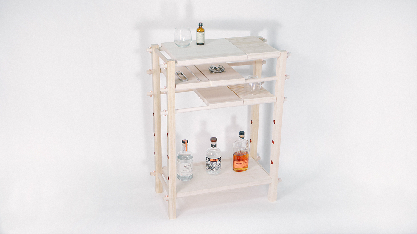 wood copper bar modern home furniture table Shelf minimal Freelance