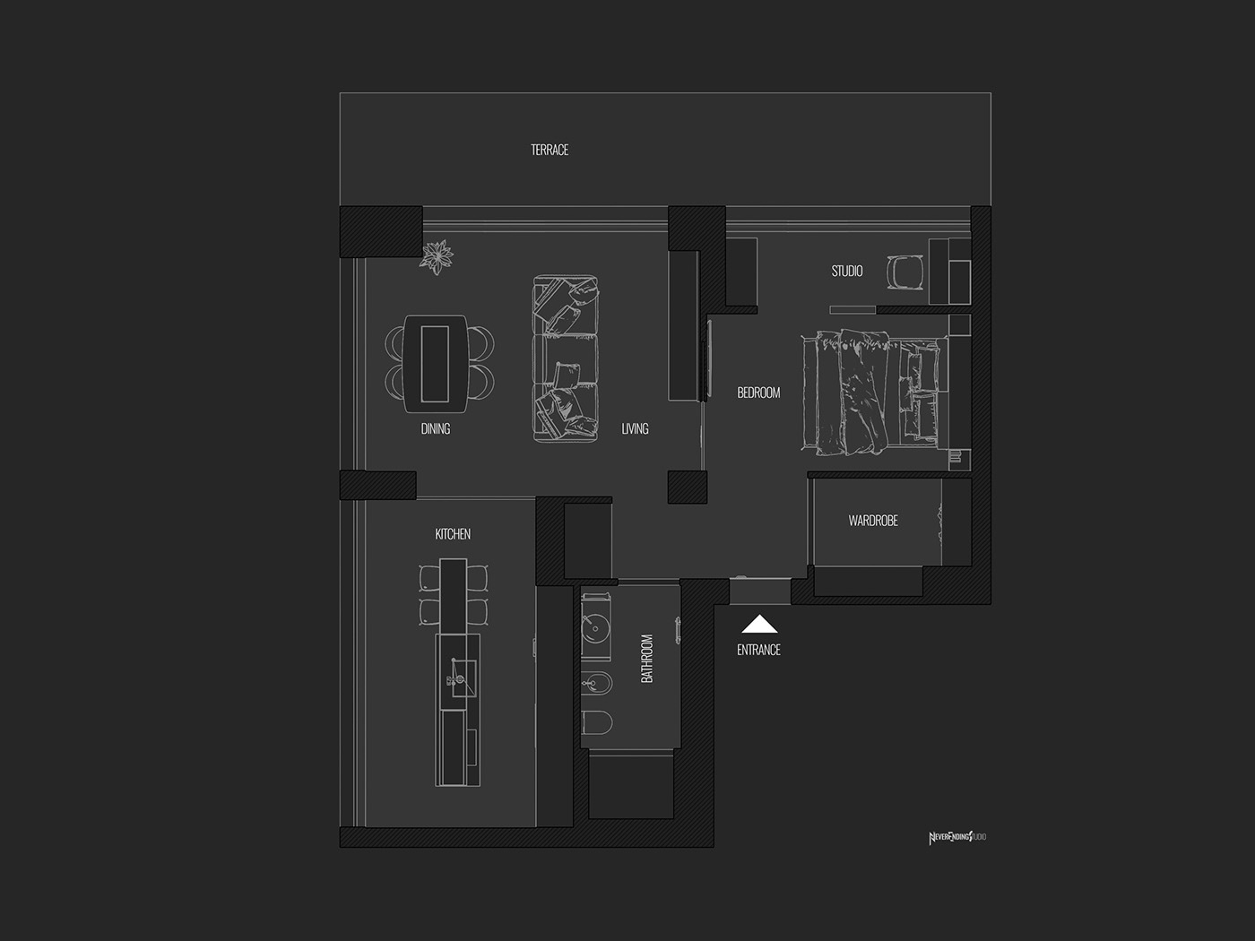 3dsmax archviz black black design CGI dark Interior interiordesign Render vray