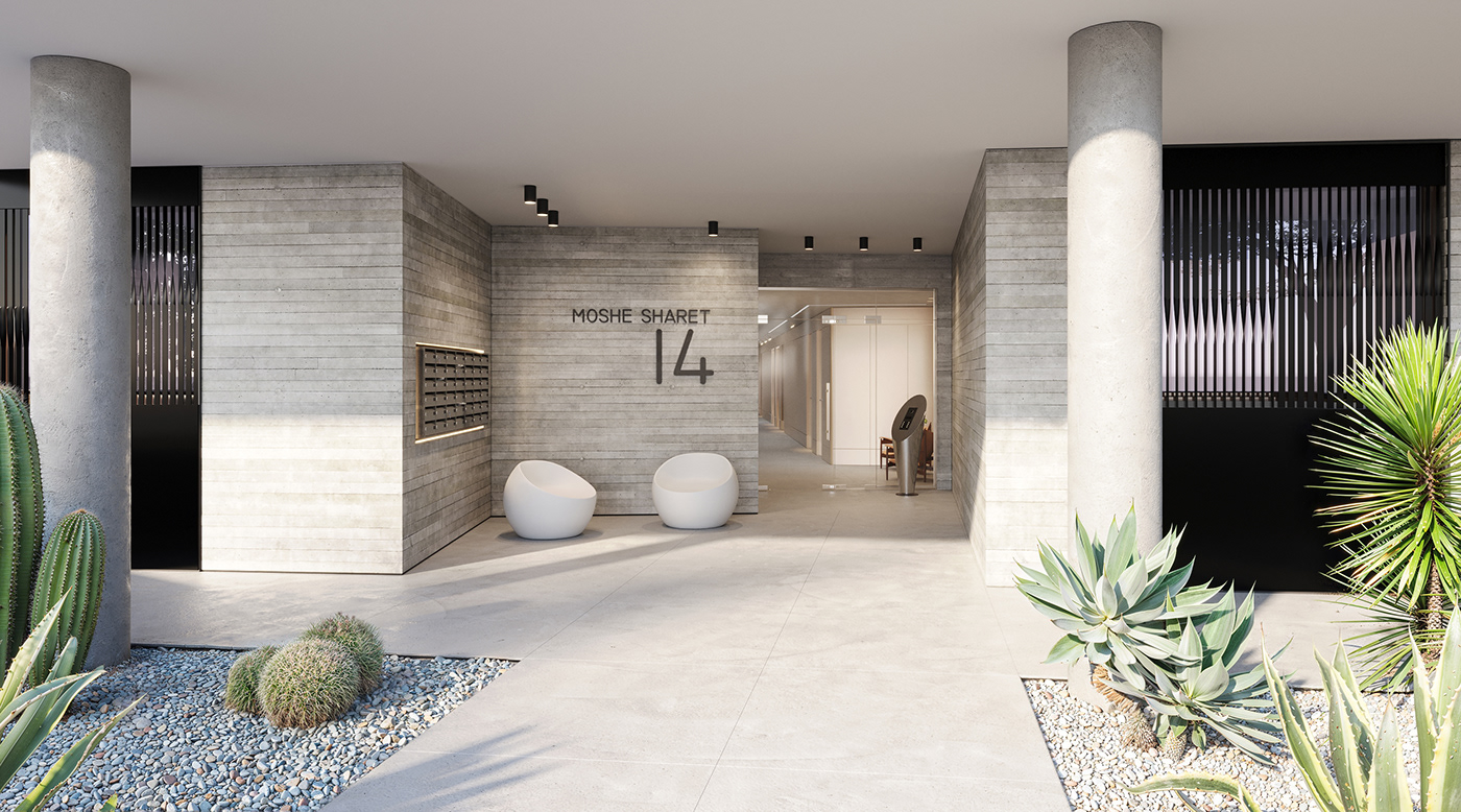 architecture interior design  visualization Render 3D archviz Lobby apartment rooftop residential