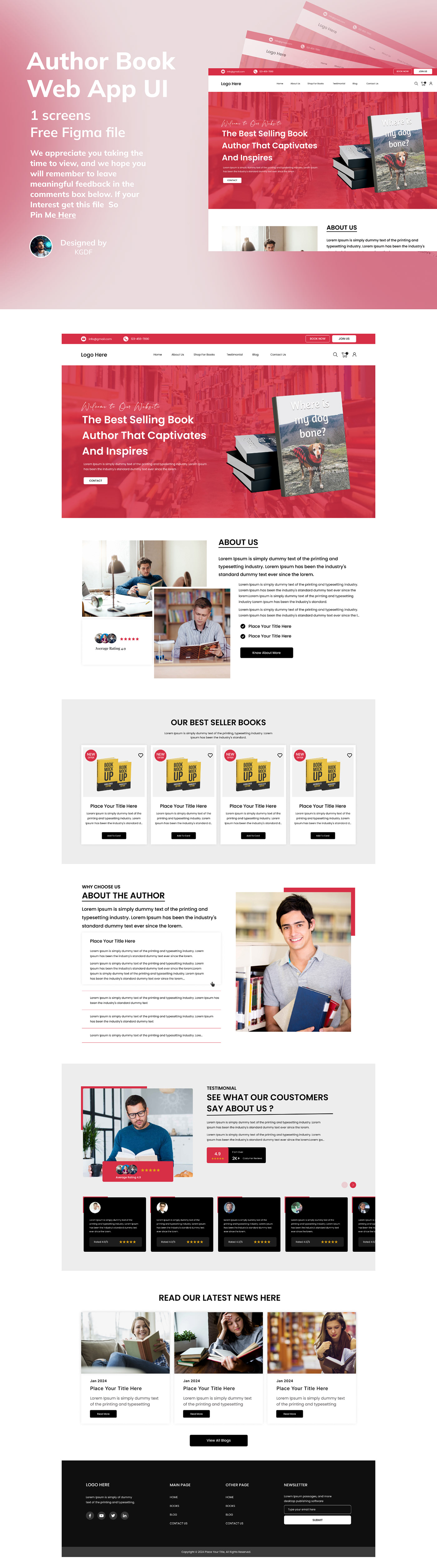 Author book cover UI/UX Figma Web Design  веб-дизайн landing page