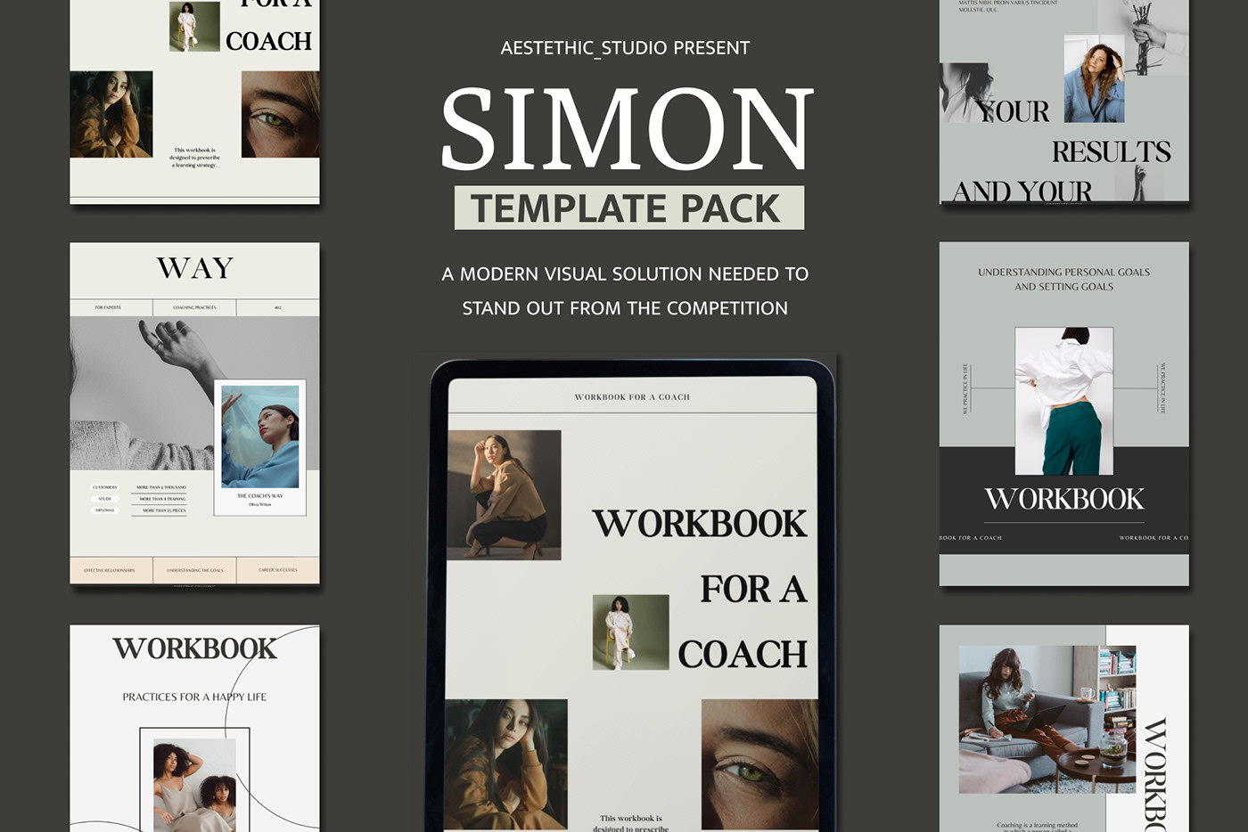 design canva template workbook book coaching graphic design  Minimalism designer digital product