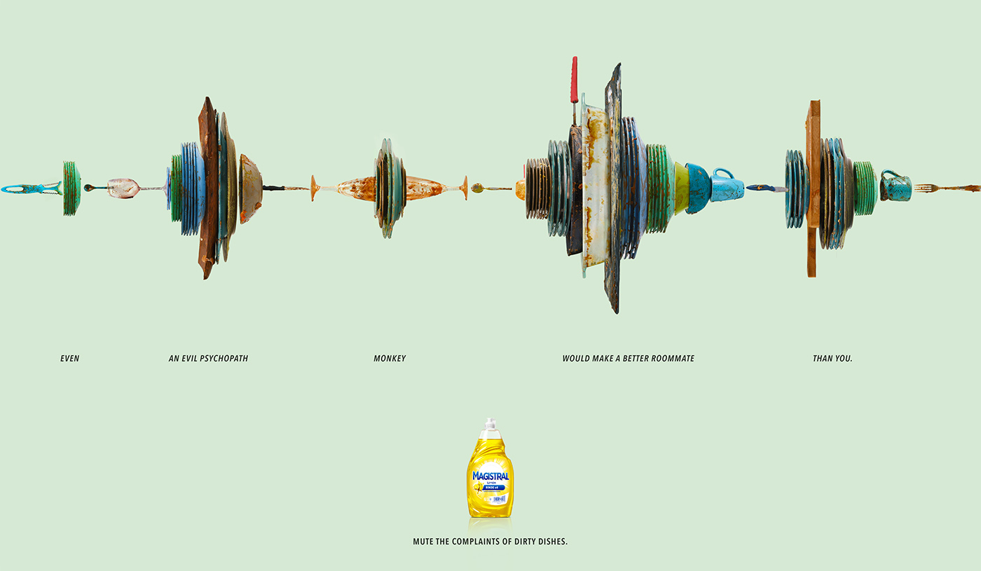 Magistral dishwasher dish ad Magistral ad Dirty Dishes Advertising  Cannes Cannes lions cannes print