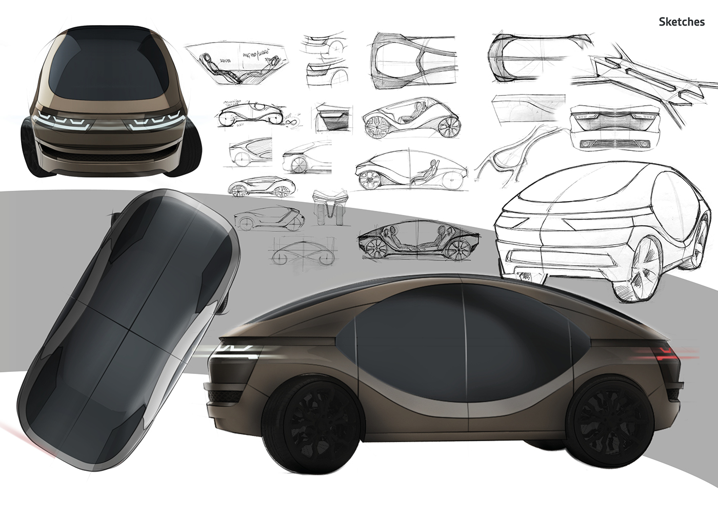 automotive   design rendering motion graphics  Autonomous concept loop double seater