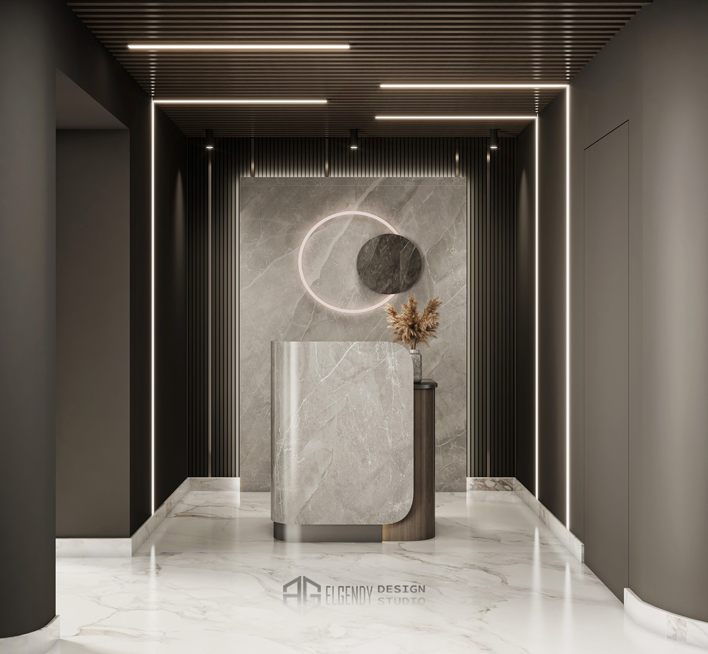 3D architecture black black and white business company designer interior design  modern reception