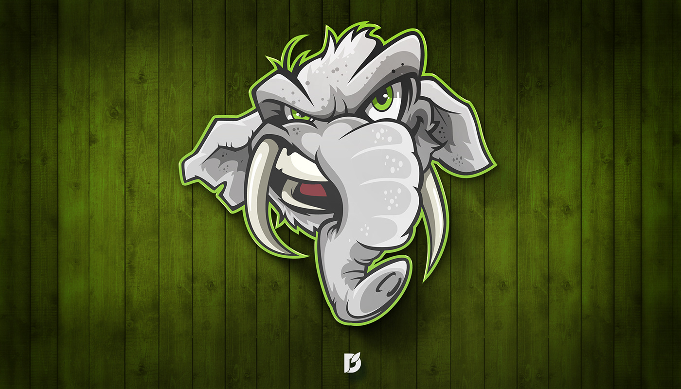 Gaming mascot logo animals cartoon character elephant ILLUSTRATION  E-Sports sketch Drawing  vector