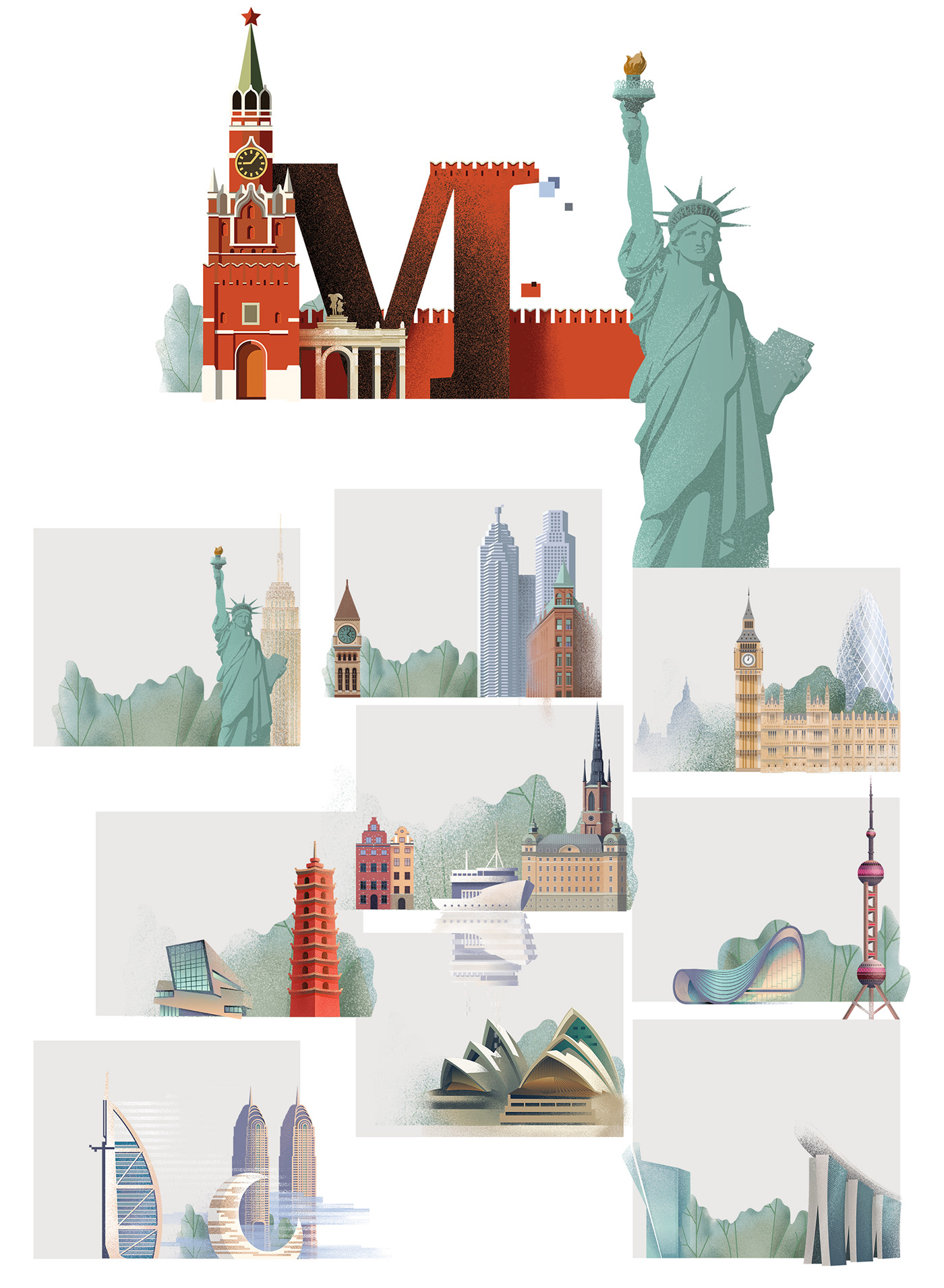 ILLUSTRATION flat icons city future