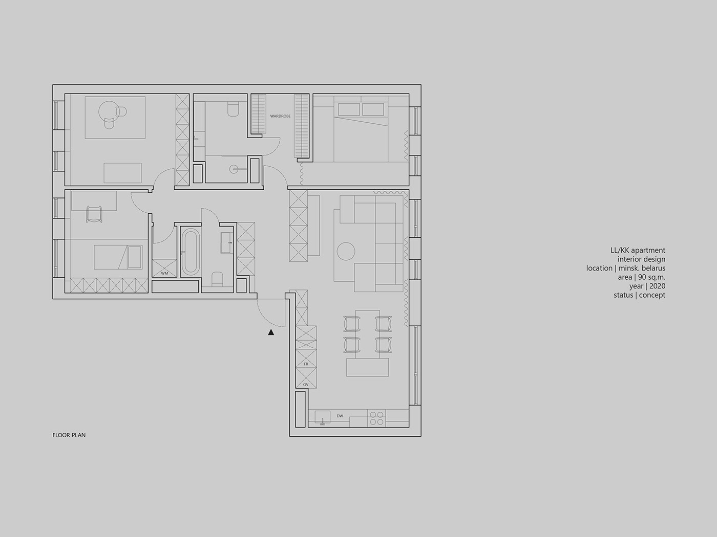 Interior design modern appartment minsk belarus grey black Minimalism