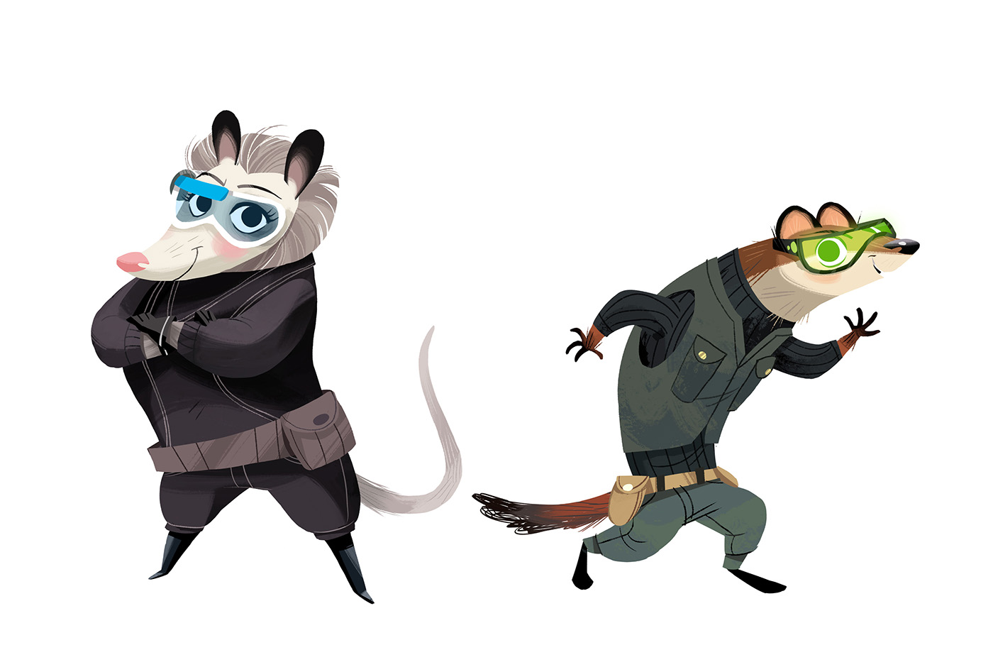 possum weasel spy children's ILLUSTRATION  book kids animals