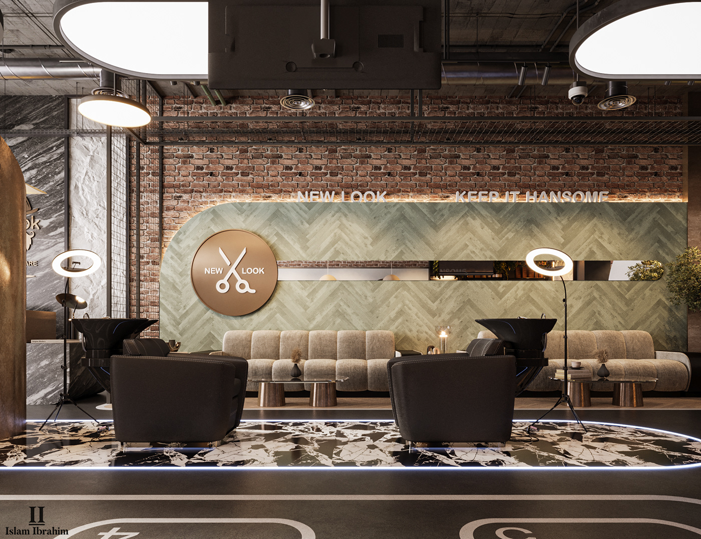 barber Buisness design interior design  commercial architecture modern visualization luxury salon