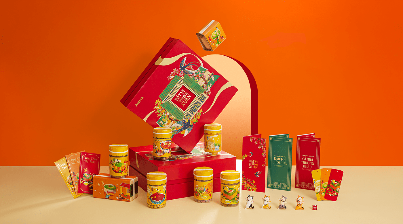 box Cat gift ILLUSTRATION Lunar New Year new year Packaging tet vietnam spring