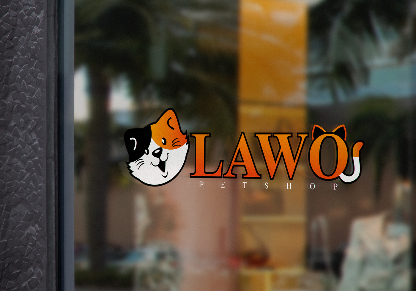 animal mascot cartoon cat dog fox lion pet shop logo design