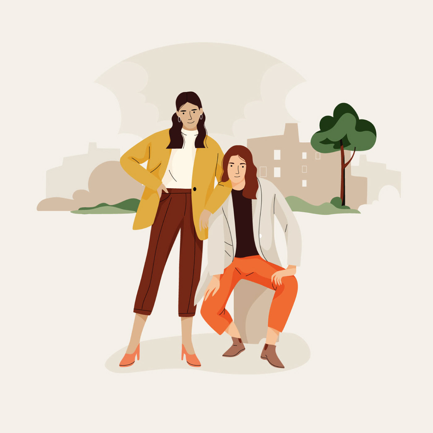 Drawing  ILLUSTRATION  vector pastel Character women Nature