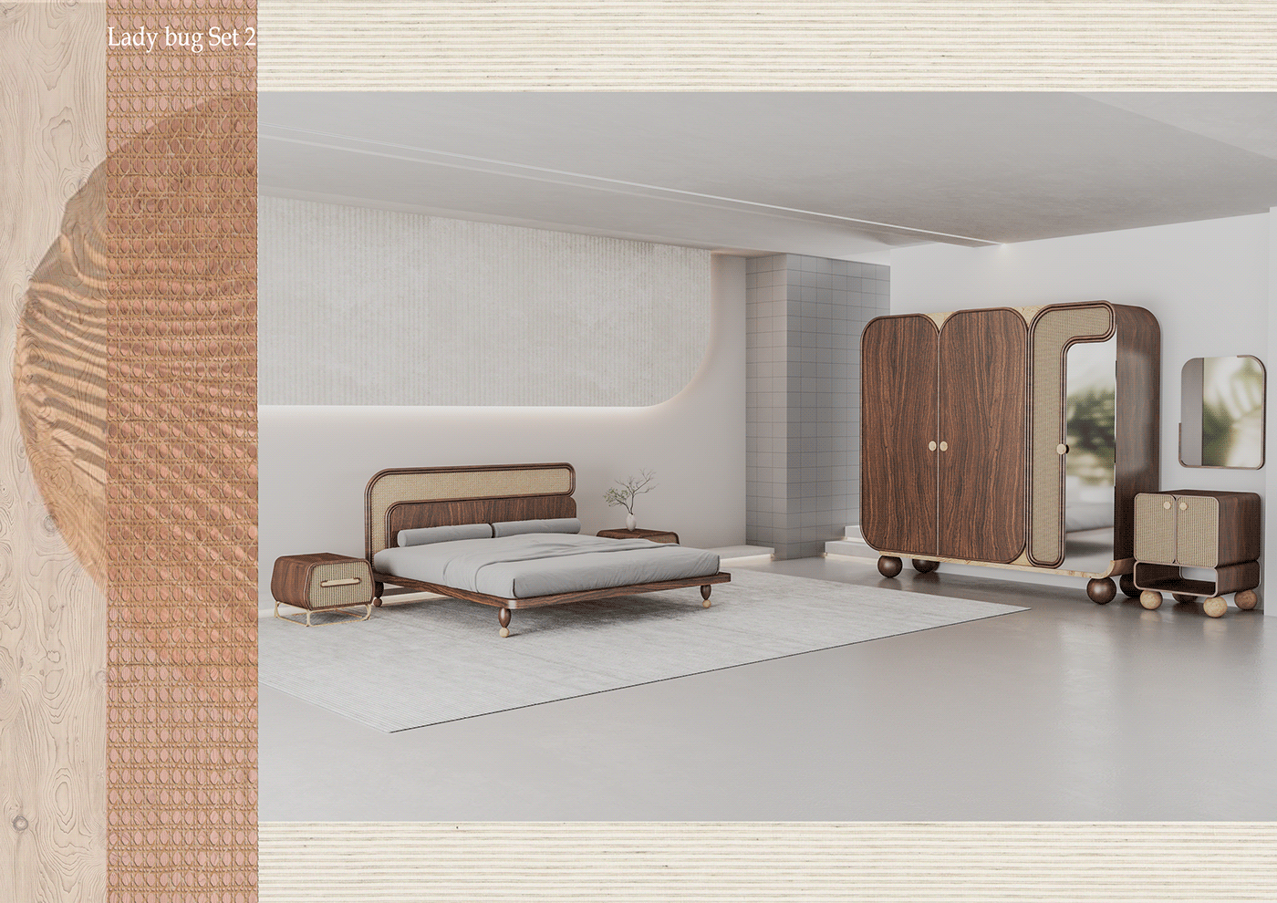 beds closet dresser Render product design  interior design  setup 3dmax wood caneca