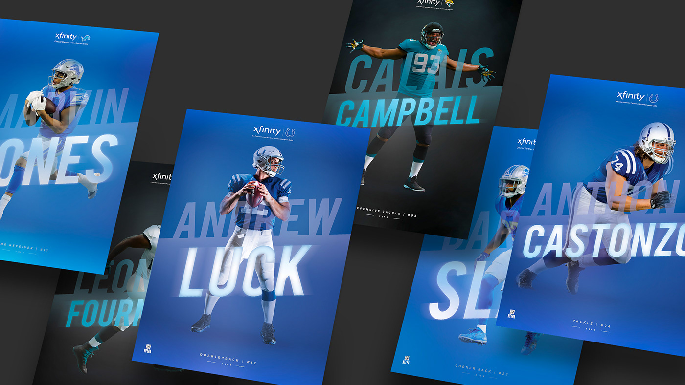design posters nfl comcast premium print drive to retail art direction  football art graphic