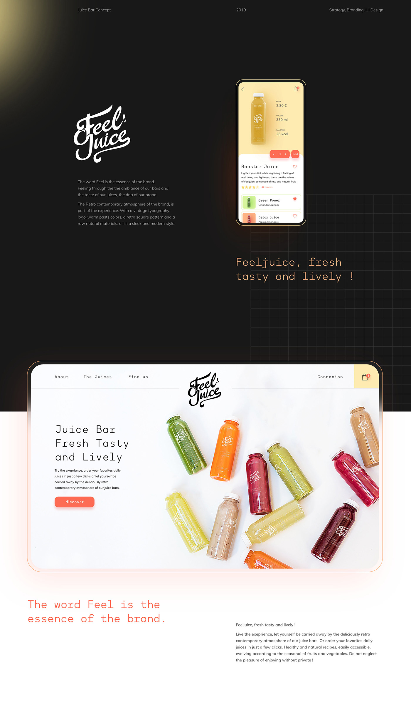 art direction  bar branding  feel Fruit juice mobile UI