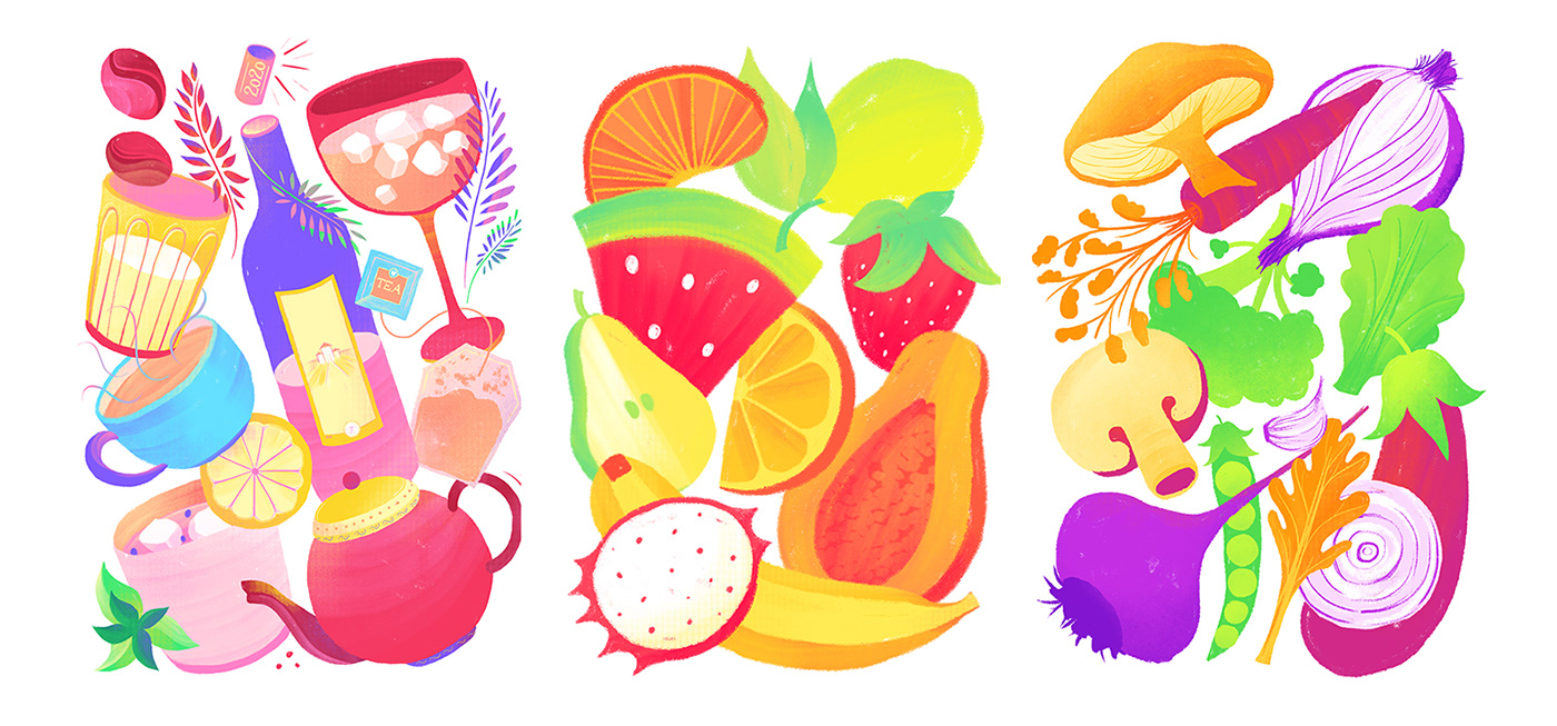 brushes color Digital Art  draw Food  Icon ILLUSTRATION  lettering pattern texture