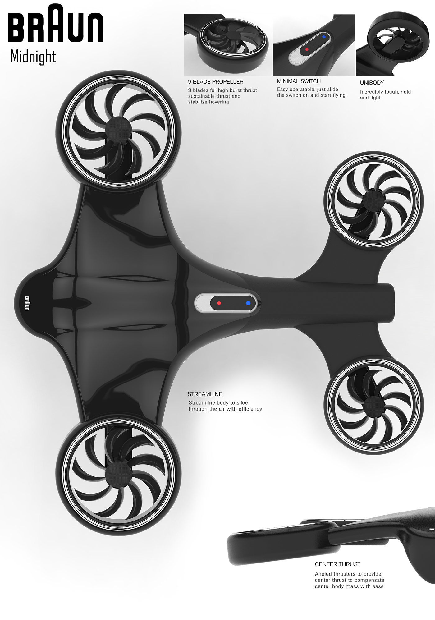 drone braun conecpt rendering visual Analysis keyshot Rhinoceros