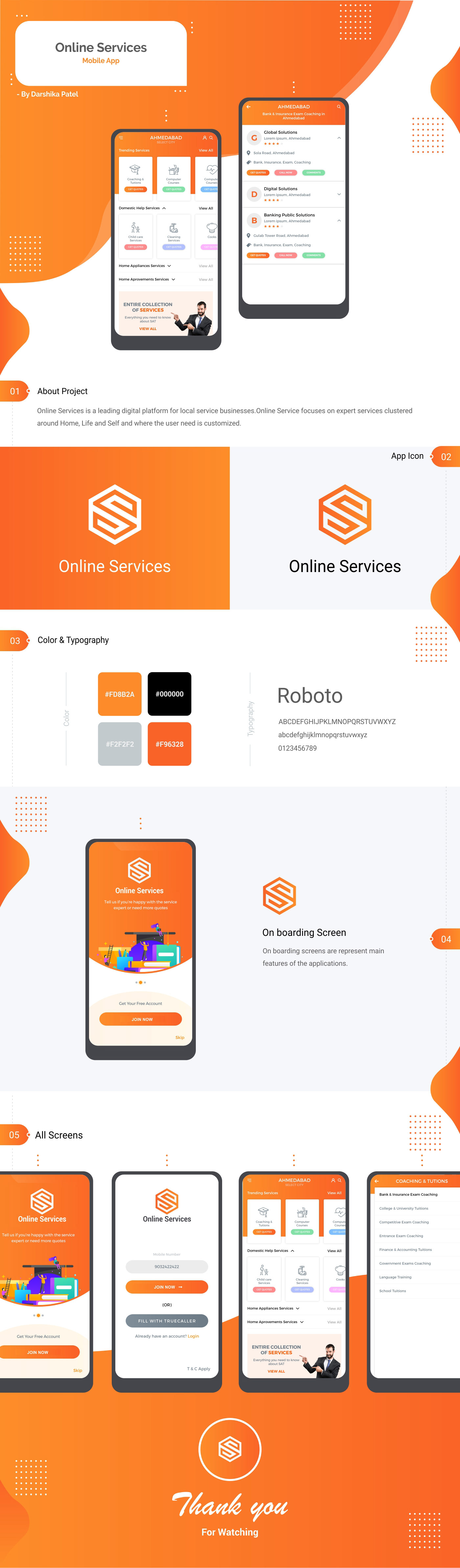 Mobile app ui design orange online service android