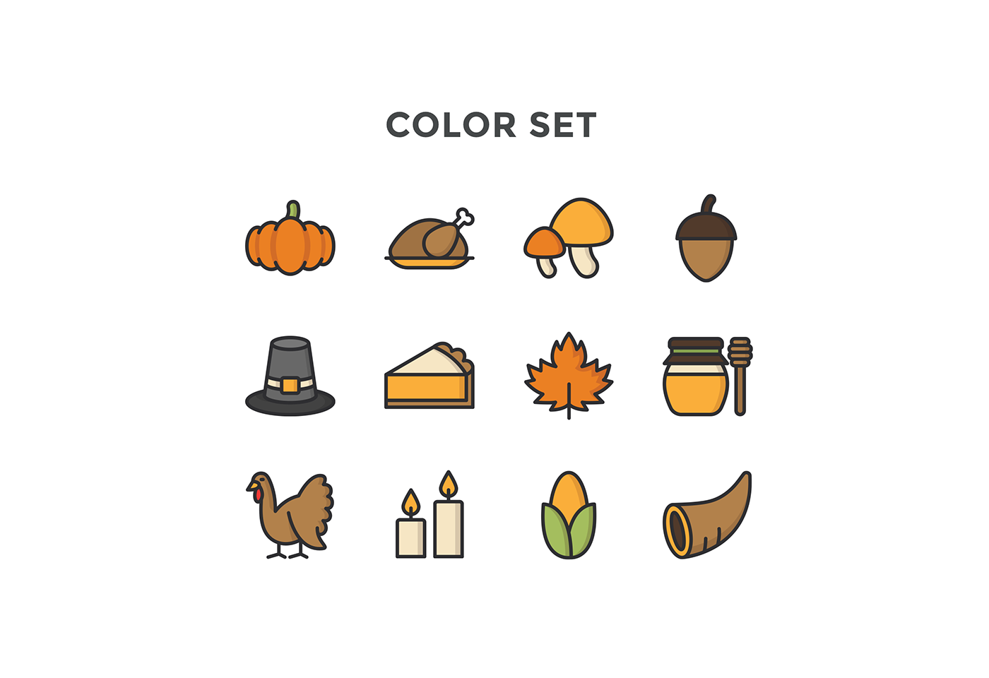 free icons free download Icon flat thanksgiving Turkey candle pumpkin nut