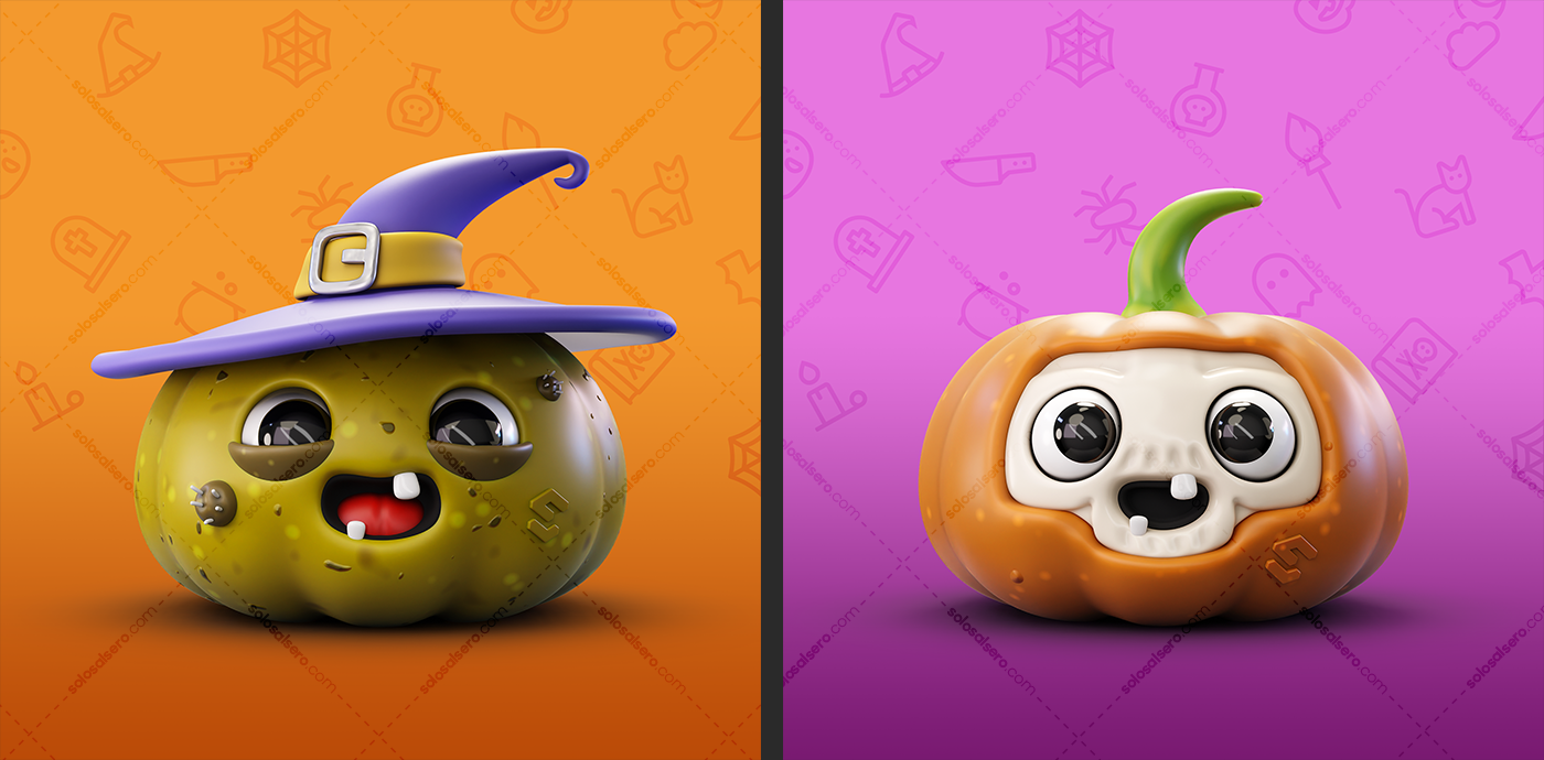 Character Character design  cute Halloween monster orange pumpkin solosalsero 3D blender