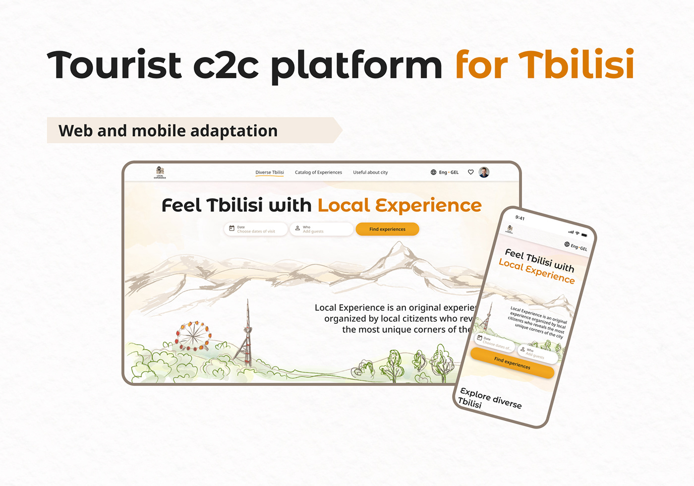 ux/ui tbilisi tourism Travel booking website Web Design  local tourism local business book experience C2C Platform