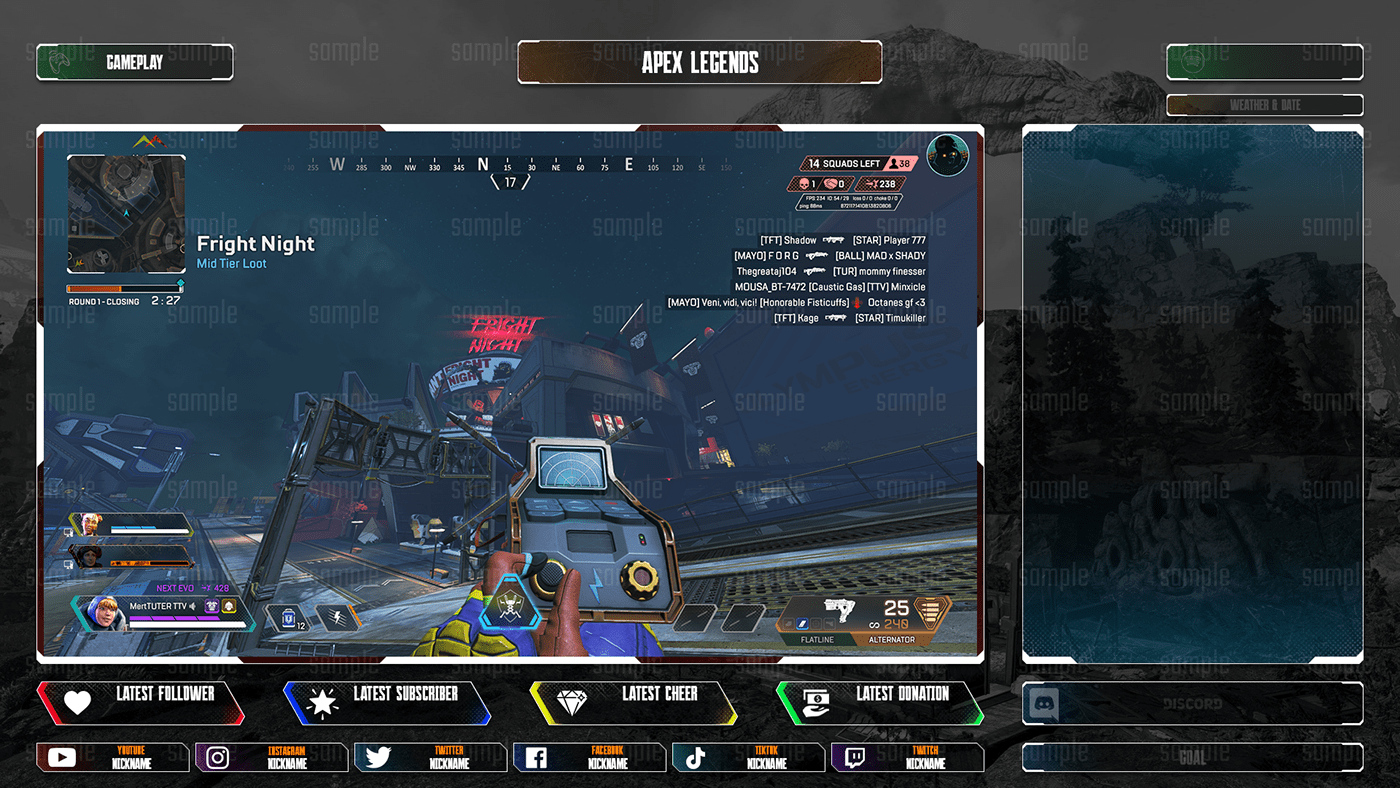 apex legends OBS Twitch Twitch Stream Overlay animated overlay Stream elements Streaming esports Gaming stream overlay
