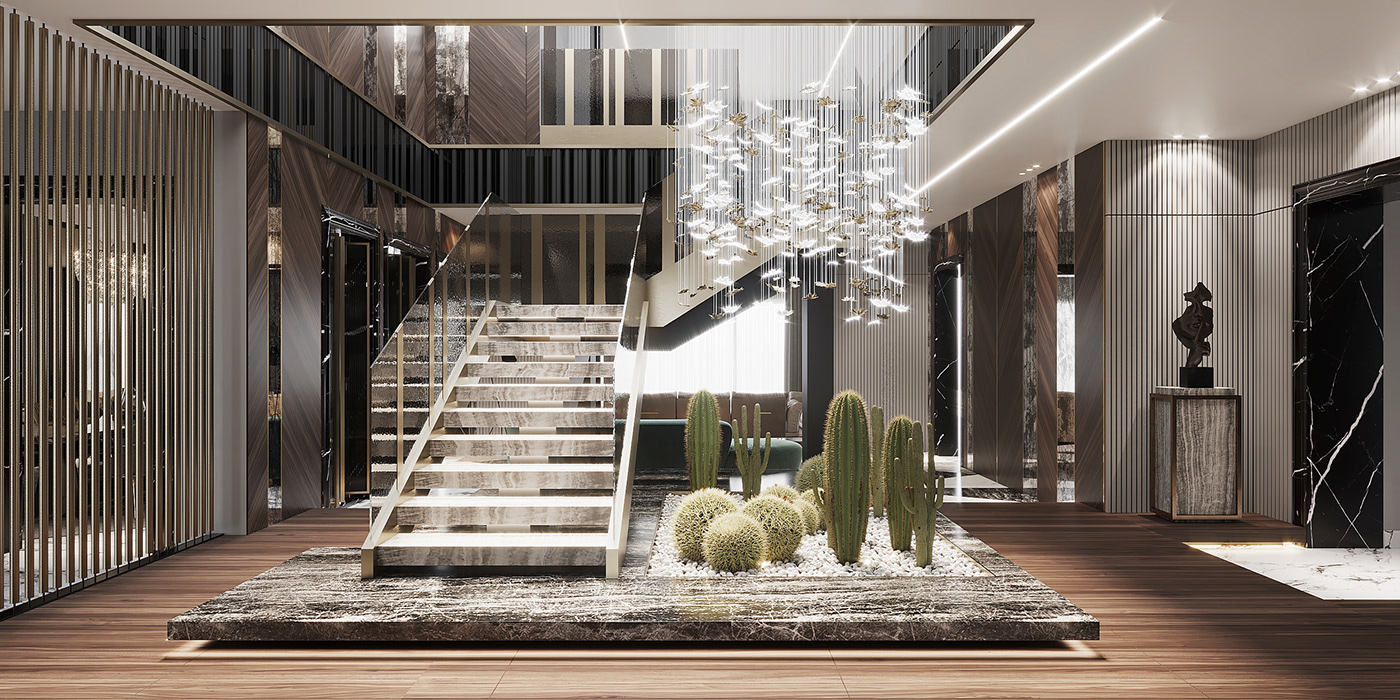 3dsmax architecture CoronaRender  dining Entry interiordesign living luxury mansion stairs
