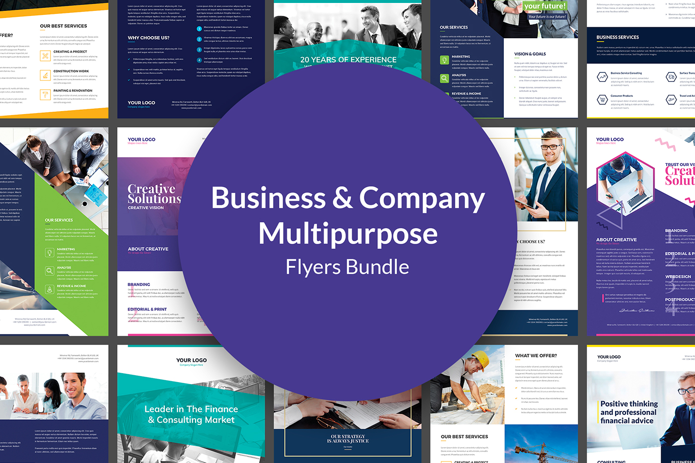 business company corporate bundle print templates Photoshop Templates creative agency unlimited downloads finance marketing  
