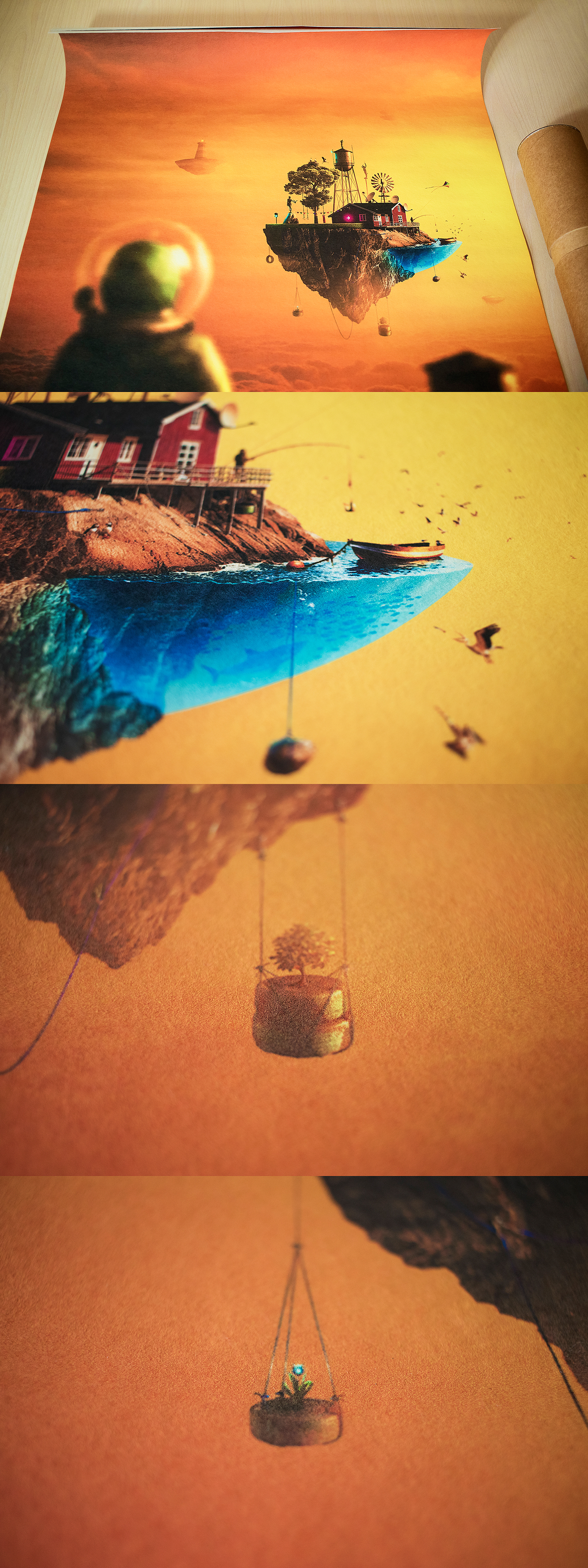 hello dreamland Flying Island Photo Manipulation  Matte Painting compositing people Covid 19 stay home
