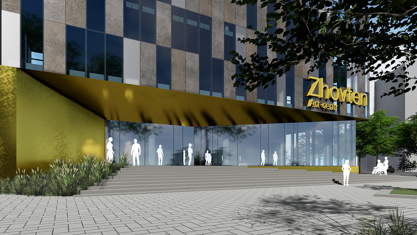 architecture building exterior Project reconstruction Render sketch ukraine visualization Zhytomyr