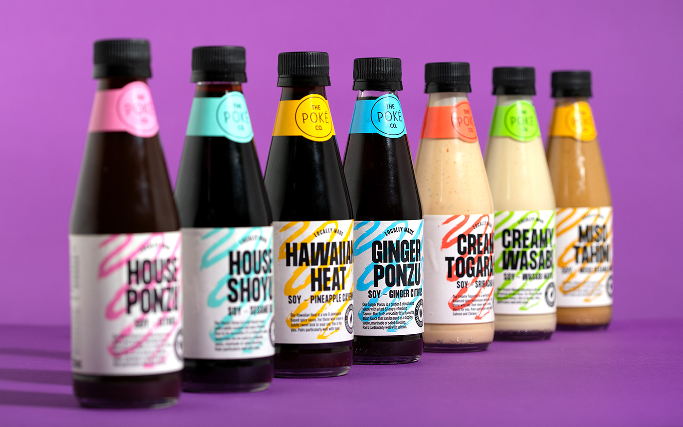 sauce bright colorful vibrant Packaging Label label design poke logo brand identity
