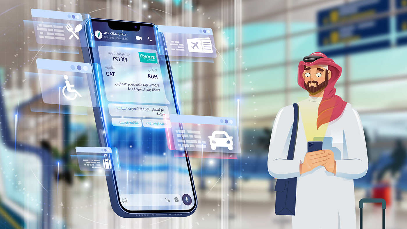 2D Animation animation  Arab character Character design  digital illustration explainer video mobile phone motion design serag basel بانر موقع