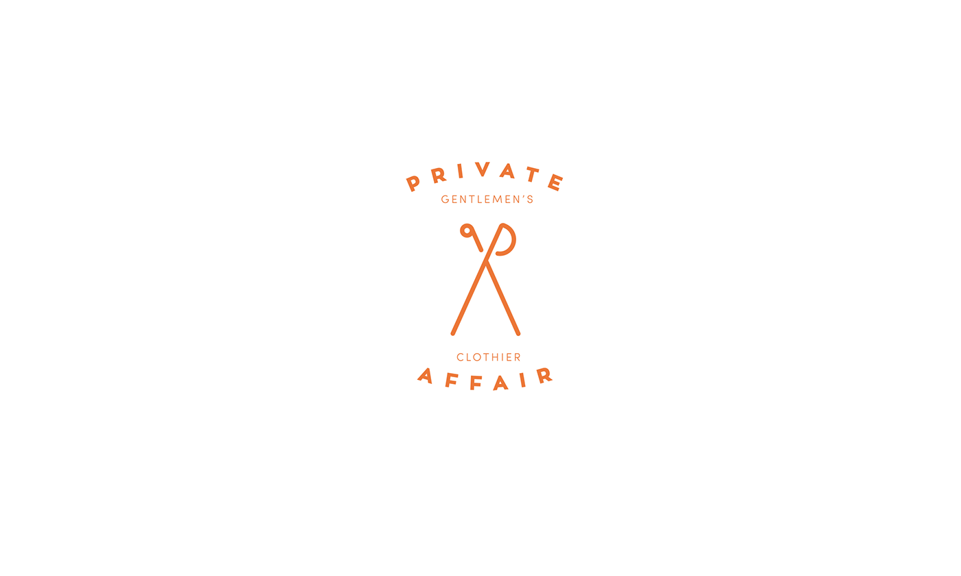 tailor gentlemen Private Affair  orange icons scissor logo