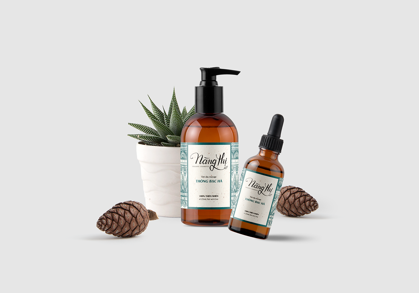 Packaging branding  organic cosmetic essential oil nut pine Orange peel lemongrass