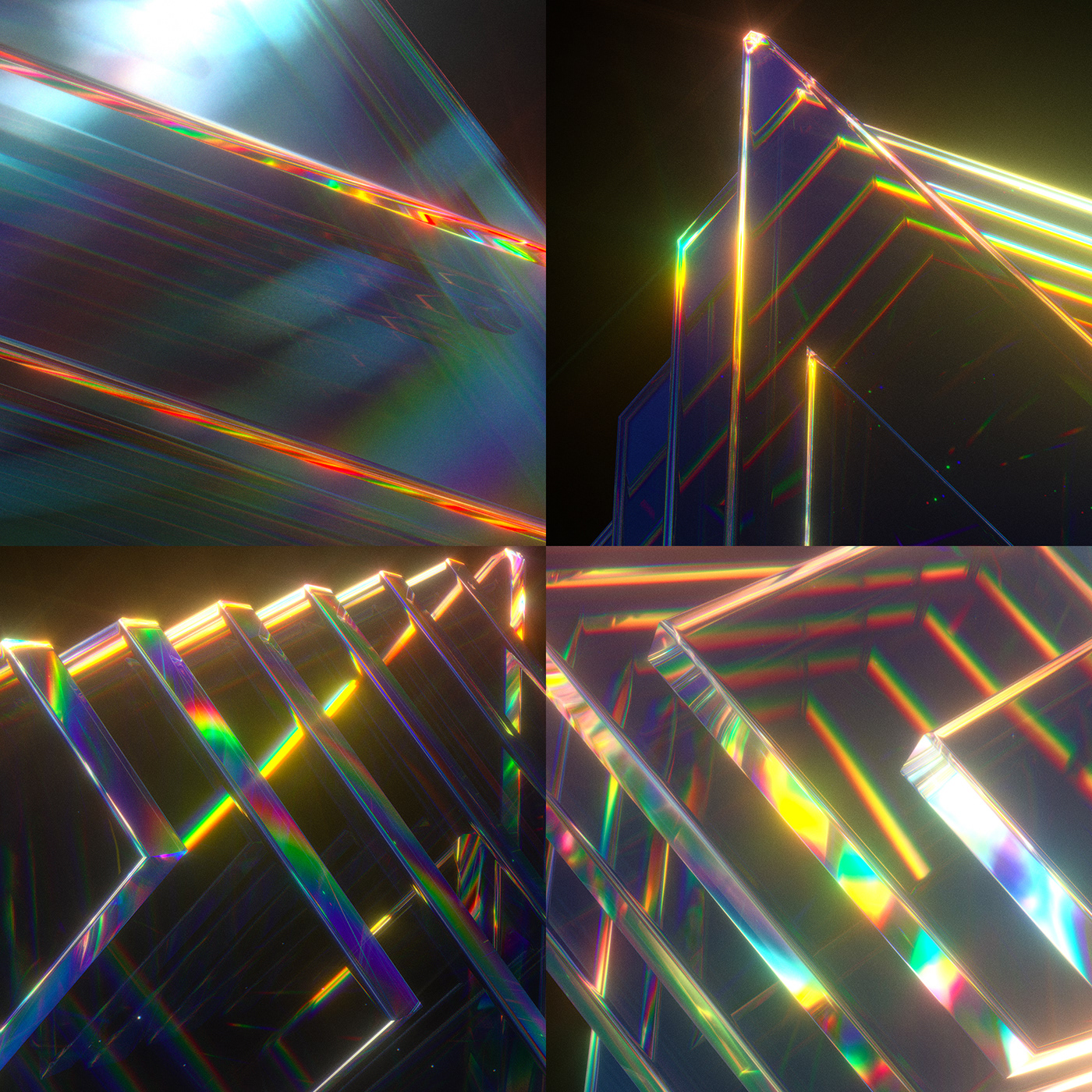 3D abstract art bright digital dispersion glass glow octane rainbow