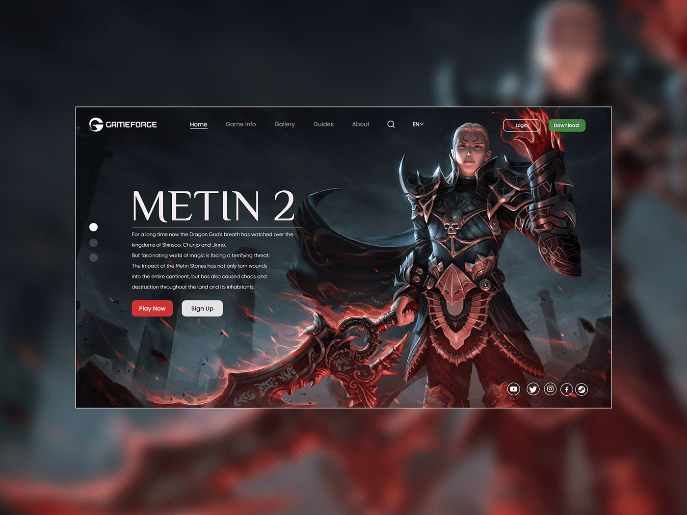 I designed a new website for Metin2, a nostalgic legendary game. 