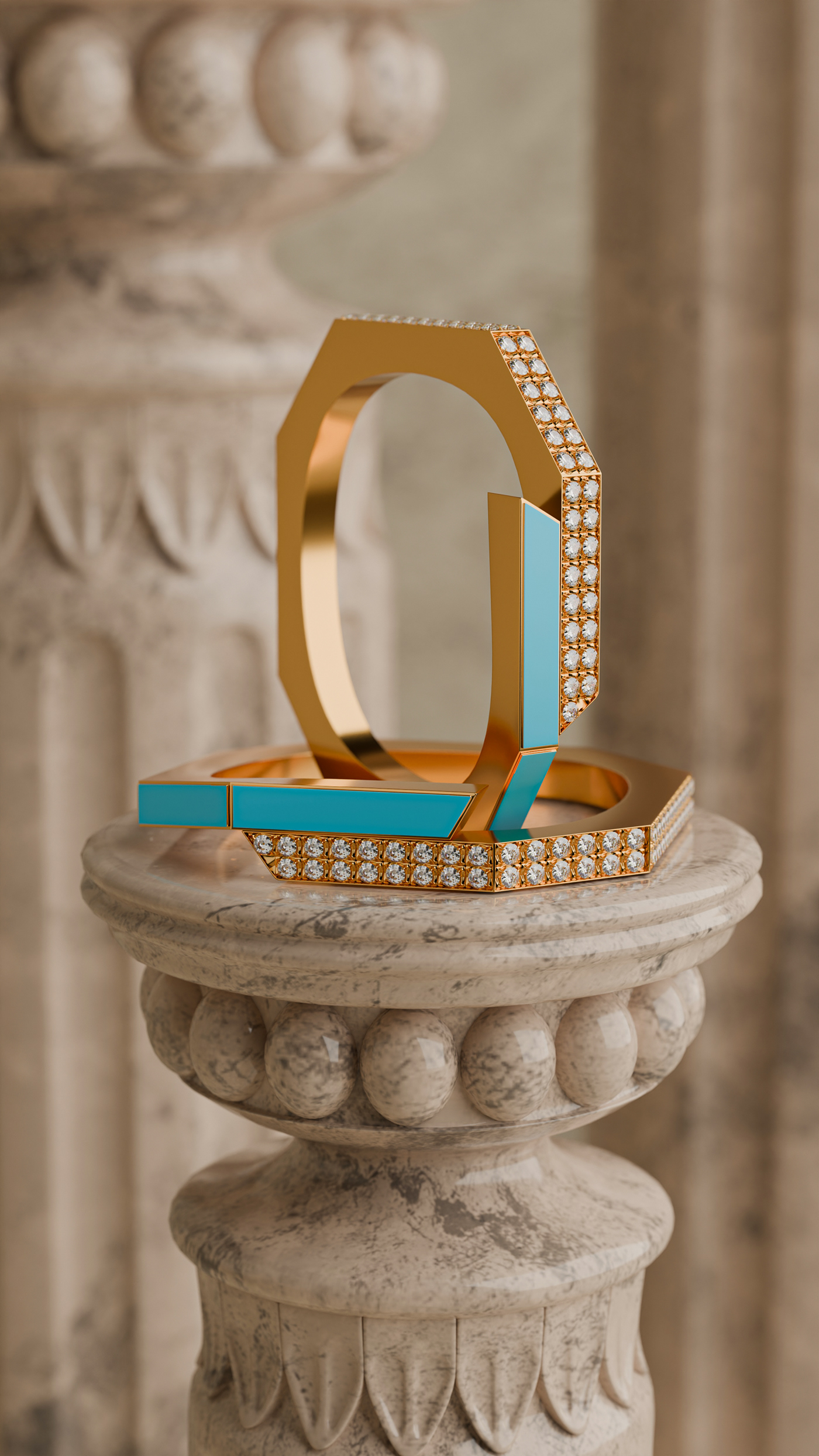 jewelry Necklace earrings gold luxury 3d modeling Render 3D
