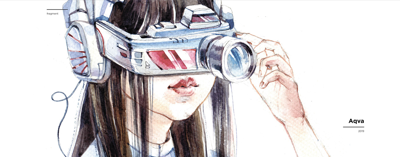 techno watercolor music pobot electronic girls cover glasses lens headphones