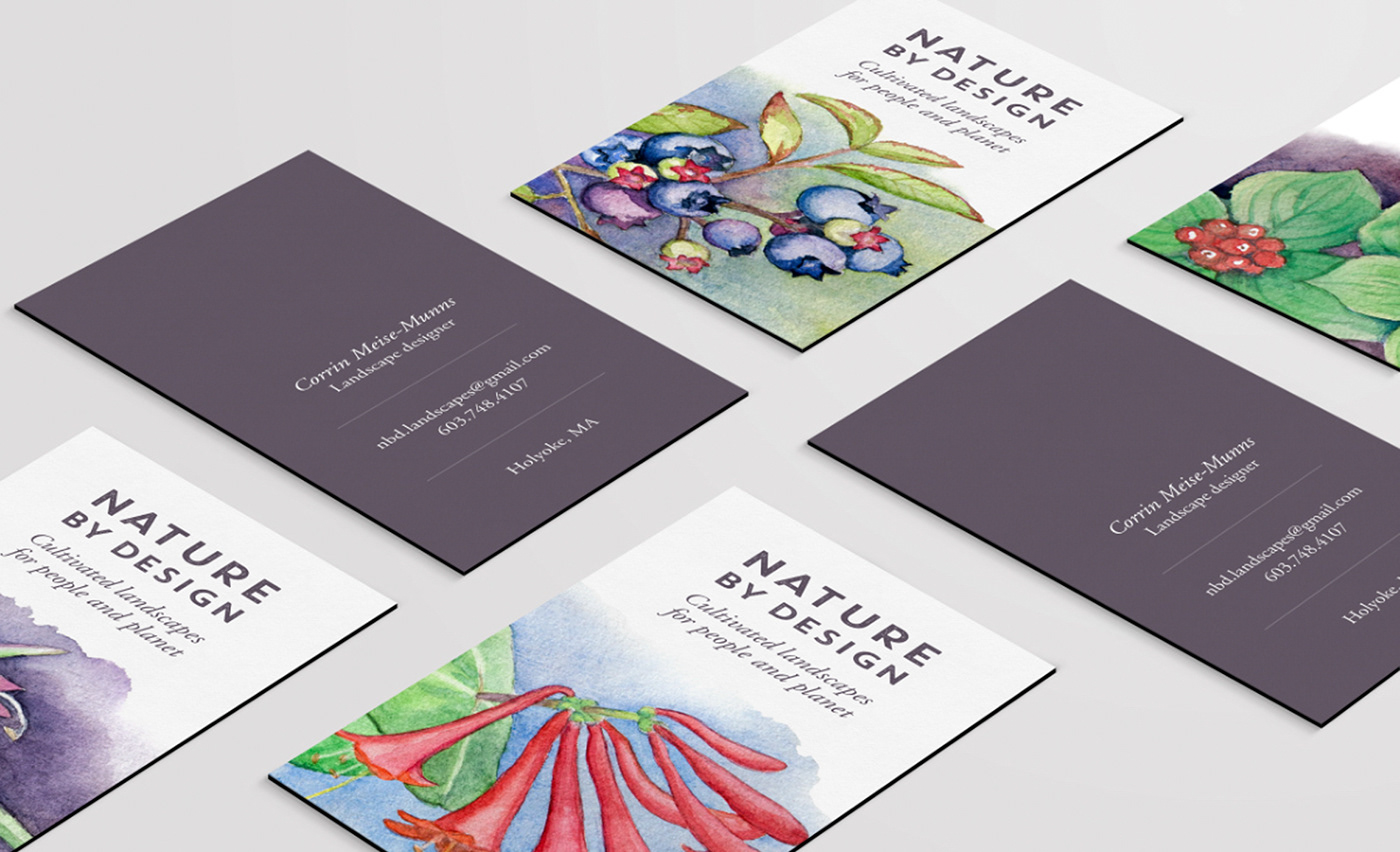 botanical illustration branding  business card Business Cards floral identity Landscape Designer natural stationary watercolor